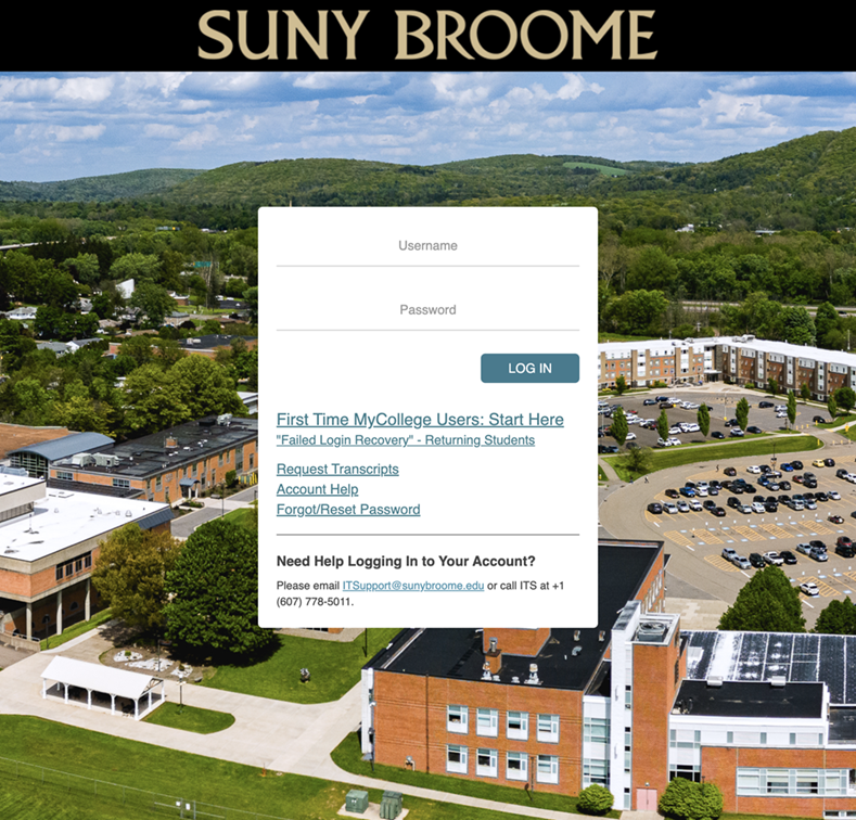 mycollege login screen